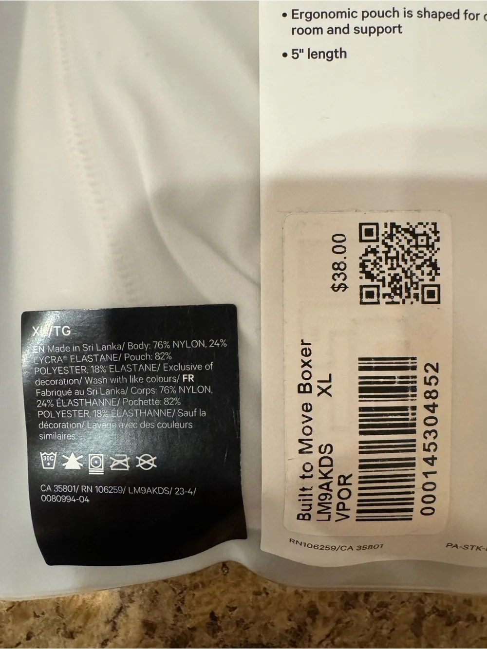 lululemon athletica Built to Move Luxtreme Boxer - light gray/cream (XL) NEW